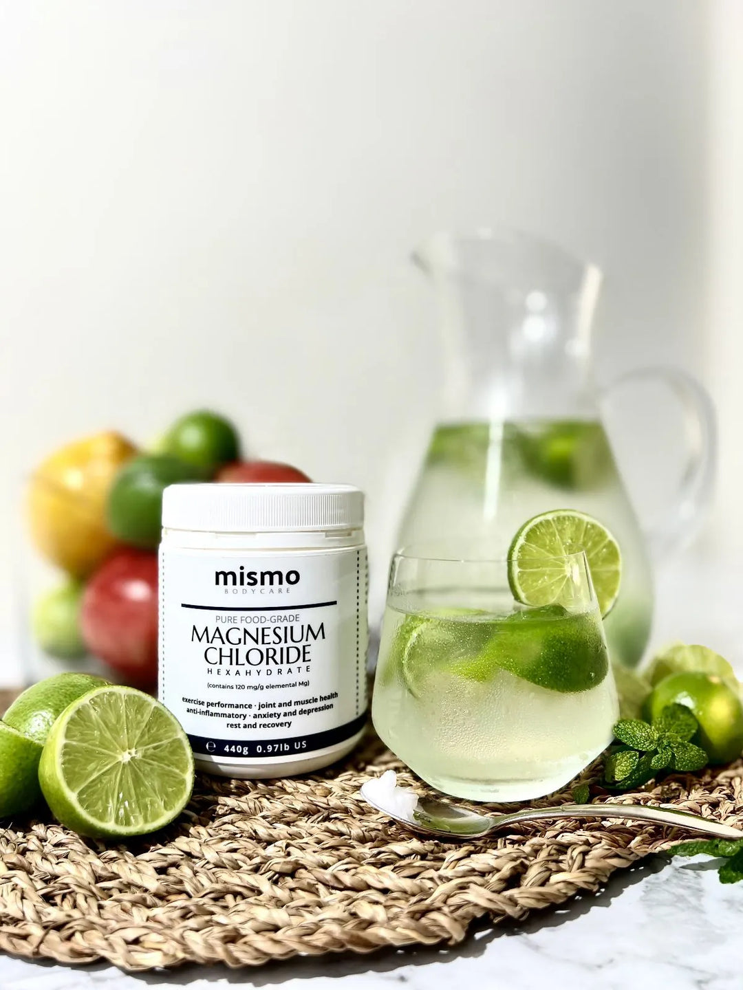 magnesium chloride flakes with lime to make your own mineral water for many health benefits