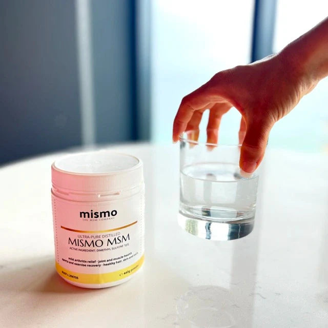 MISMO MSM is a natural dietary supplement that contains organic sulfur, known as Methylsulfonylmethane (MSM). When taken internally, MISMO MSM can help improve skin health from the inside out in the following ways: